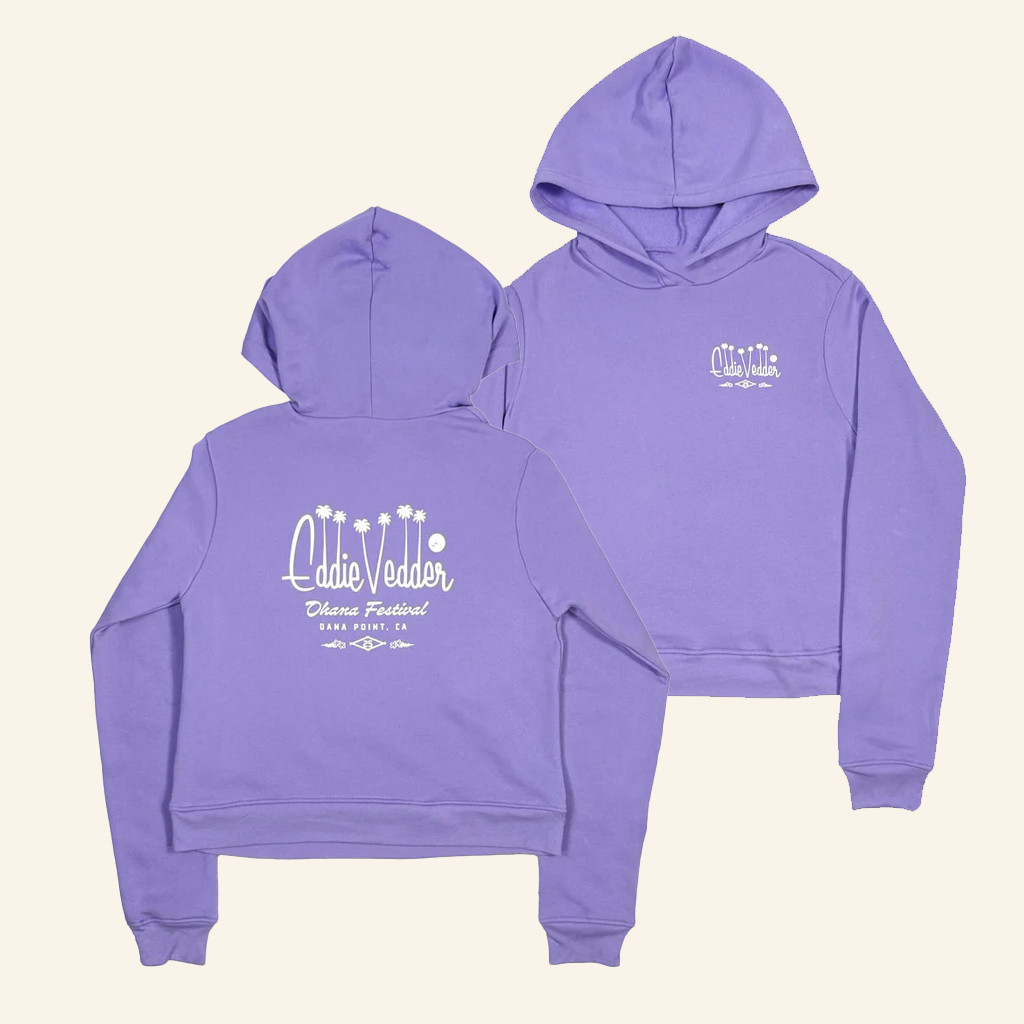 Eddie Vedder Merch Eddie Vedder Palm Script Cropped Hoodie Gifts For Daughter