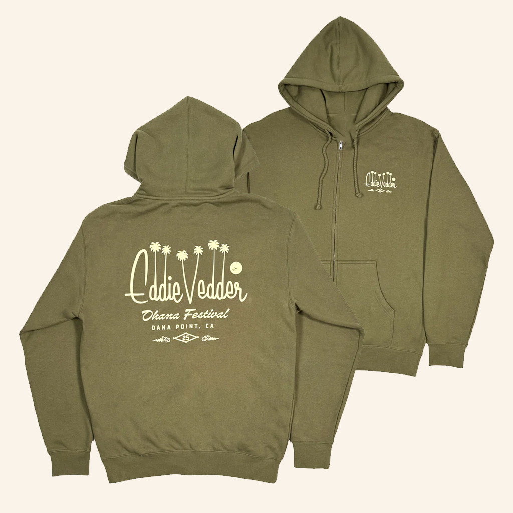 Eddie Vedder Merch Eddie Vedder Palm Script Zip Hoodie Gifts For Sister