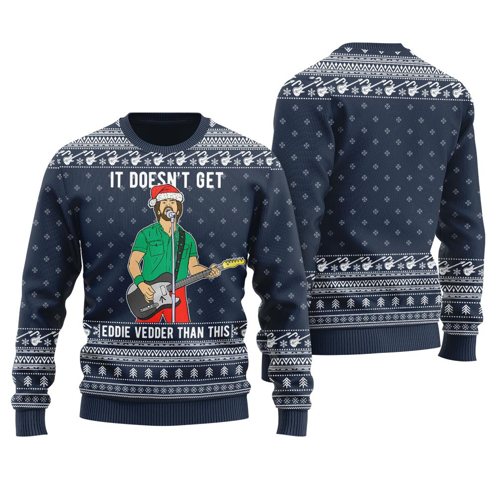 Eddie Vedder Ugly Christmas Sweater Navy Warm and Comfy Sweater for Winter Days