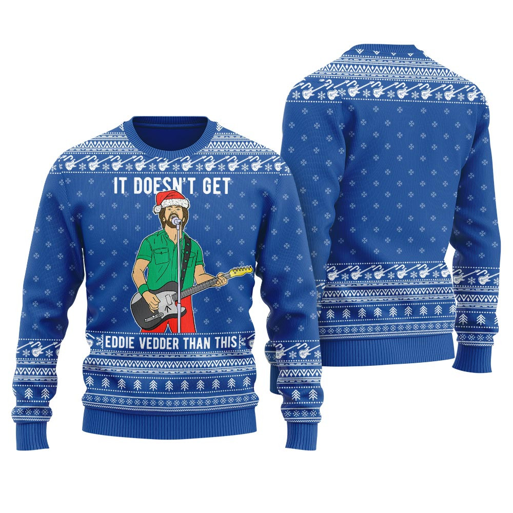 Eddie Vedder Ugly Christmas Sweater Royal Comfortable Holiday Sweater for Chilly Nights