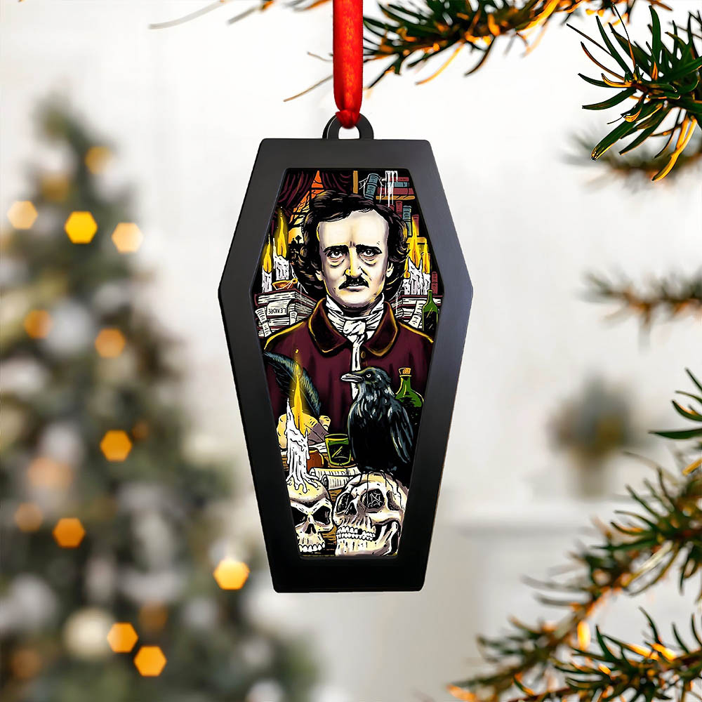 Edgar Allan Poe Gothic Scene Ornament Literary Halloween Gift Husband