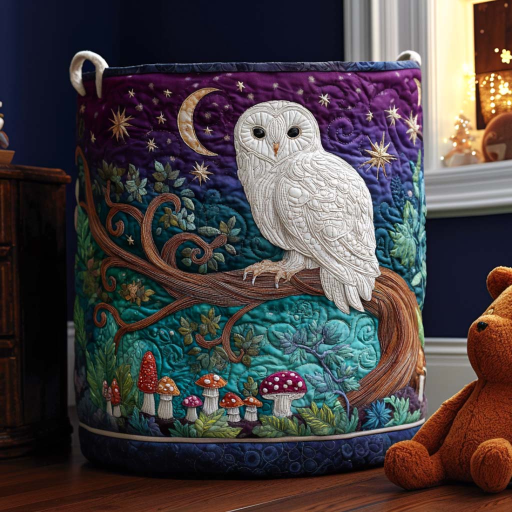 Edgy Owl Quilted Laundry Basket Decorative Quilted Laundry Basket for Neat Spaces