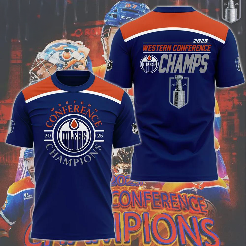 Edmonton Oilers 2025 Western Conference Champions Shirt Best Gifts For Hockey Fans