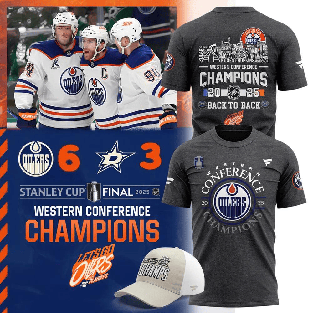Edmonton Oilers 2025 Western Conference Champions T-Shirt Gift Ideas For Hockey Fans