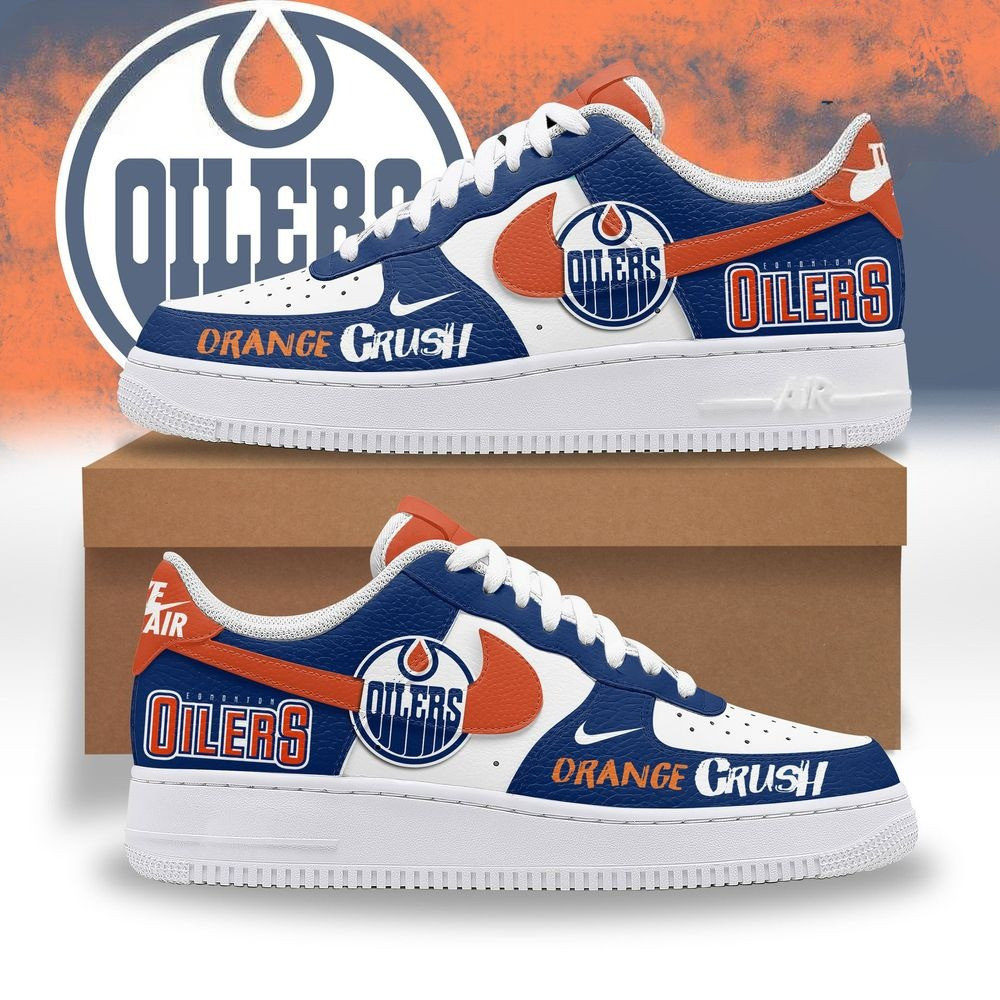 Edmonton Oilers Orange Crush 2025 Nike Air Force 1 Unique Gifts For Hockey Fans