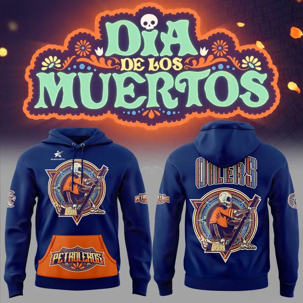 Edmonton Oilers Our Inaugural Dia De Los Muertos Day Of The Dead Hoodie Gifts For Hockey Fan