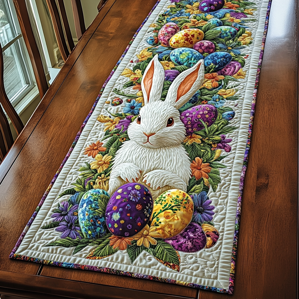 Egg Hunt Bunny Quilted Table Runner Bunny Table Decor Best Friend Gift Ideas