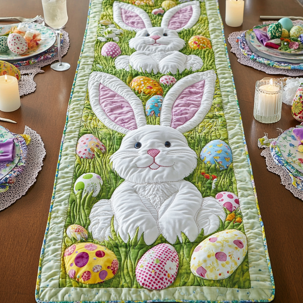 Egg Hunt Quilted Table Runner Easter Table Decor Family Gift Ideas