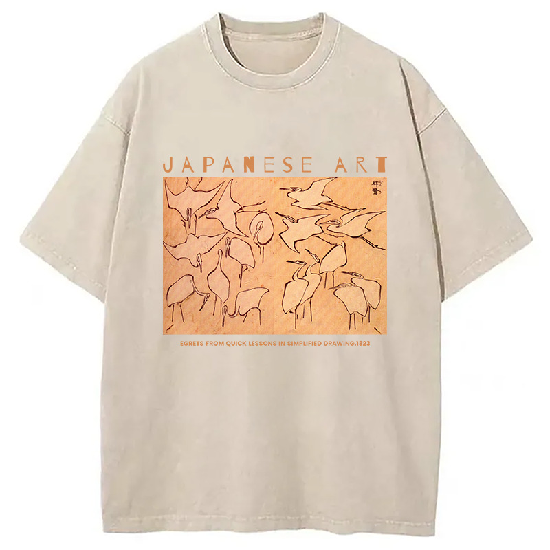 Egrets from Quick Lessons Washed T-Shirt Cool Graphic Tee For Men Women Gifts For Besties