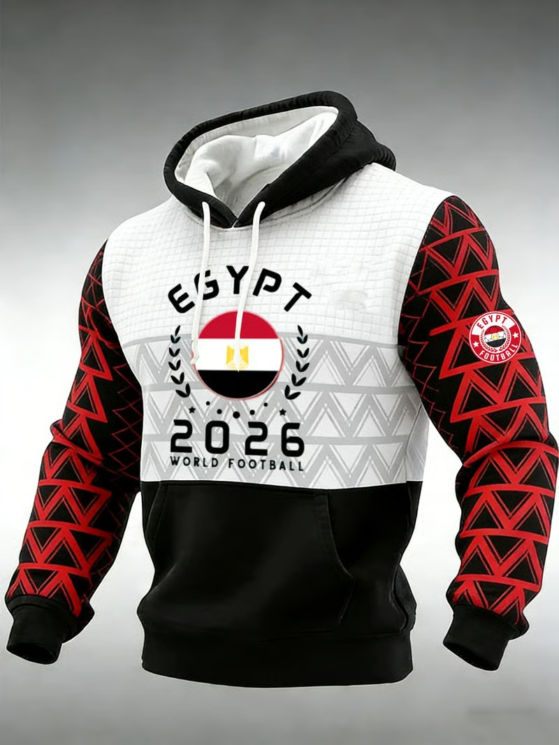 Egypt 2026 World Cup Waffle Hoodie Soccer Fan Gear Football Clothing Gift For Egypt Supporters