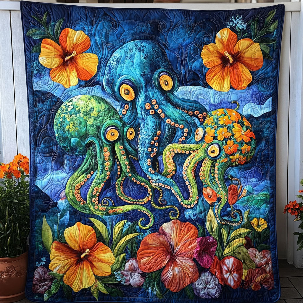 Eightfold Grace Quilted Blanket Cute Throw Blanket Unique Octopus Gifts