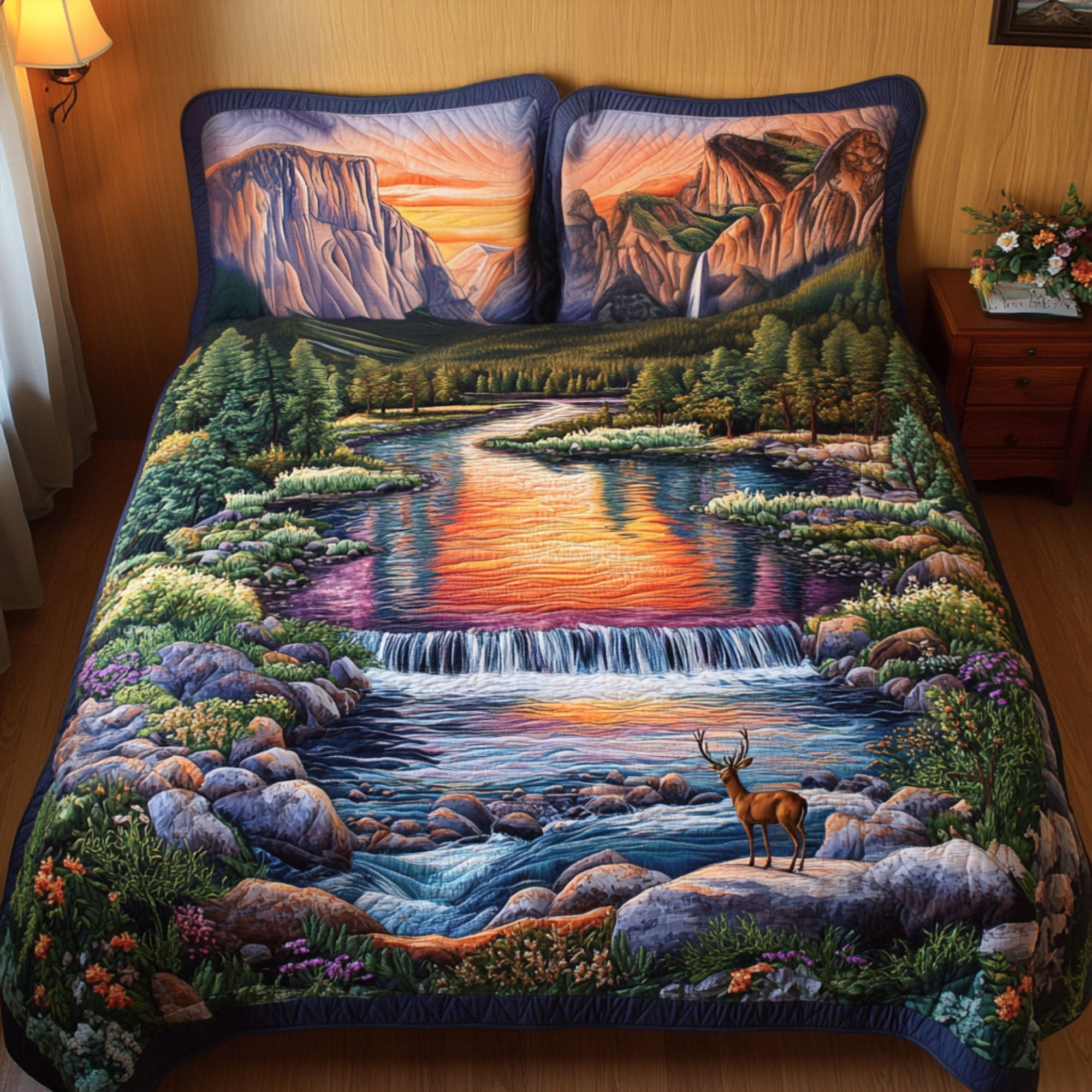 El Capitan Cascade Quilted Bedding Set Cozy Bedroom Decor Gifts For Deer Lovers