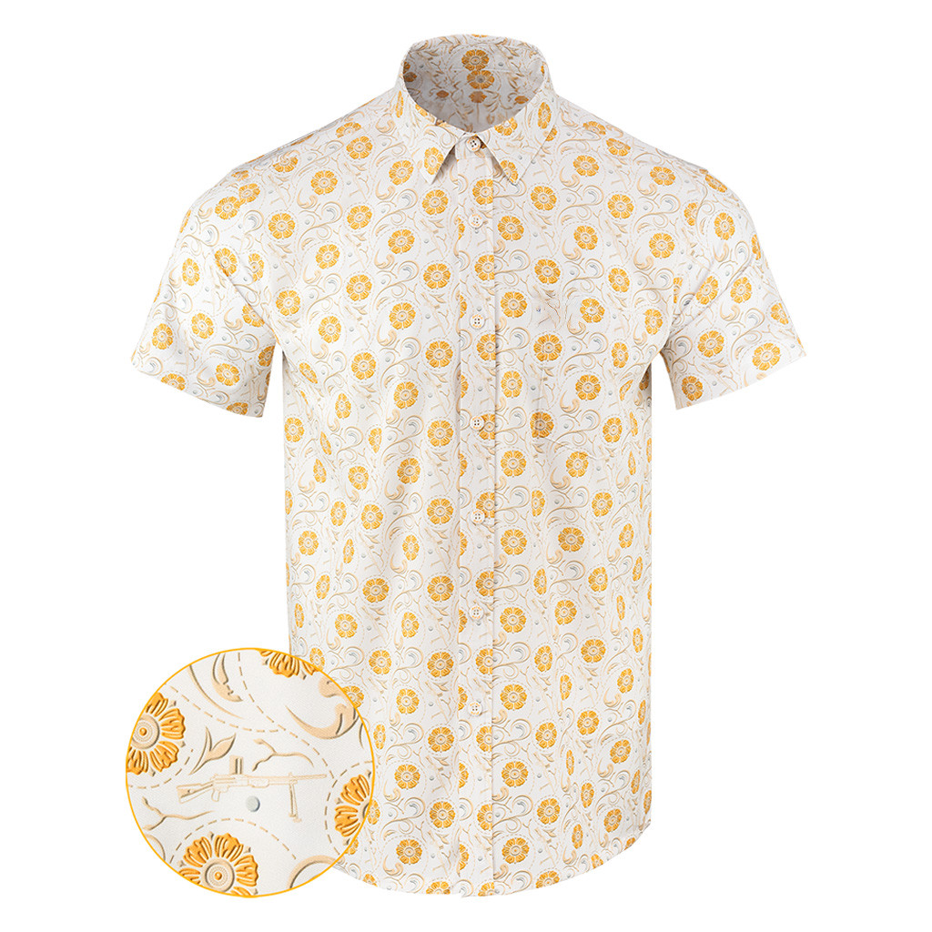 El Jinete Button Down Shirt Gun Print Hawaiian Shirt Husband Christmas Gift Ideas