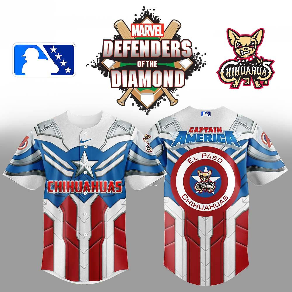 El Paso Chihuahuas x Marvel Defenders Of The Diamond Baseball Jersey Cool Baseball Gifts