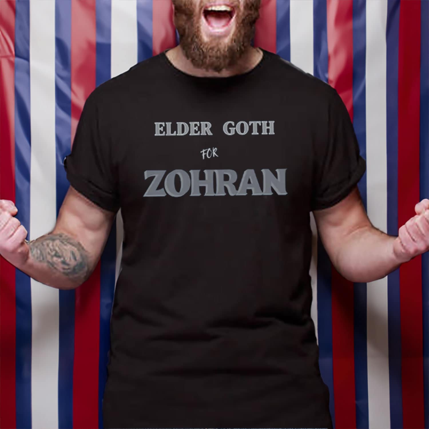 Elder Goth For Zohran T-Shirt Darkly Political Tee For Old-School Rebels Parody Gifts