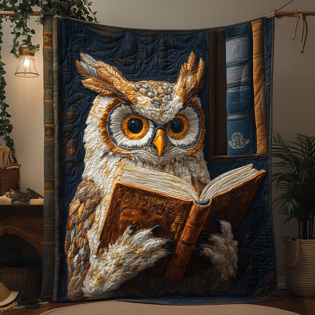 Elder Owl Quilted Blanket Gift For Owl Lover