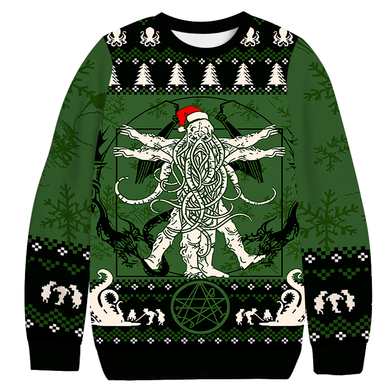 Eldritch Holiday Horror Christmas Ugly Sweatshirt Holiday Lounge Wear Top Gift Ideas Eldritch Holiday Horror Christmas Ugly Sweatshirt Holiday Lounge Wear Top Gift Ideas