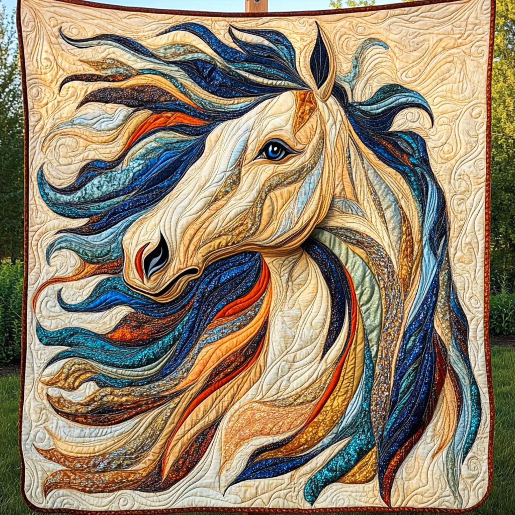 Electric Gallop Quilted Blanket Bed Christmas Decor Gifts For Horse Lovers Woman