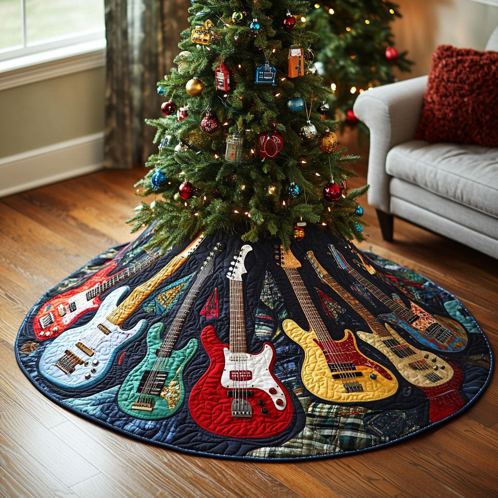 Electric Groove Quilted Christmas Tree Skirt Warm And Cozy Holiday Decor Christmas Tree Decor
