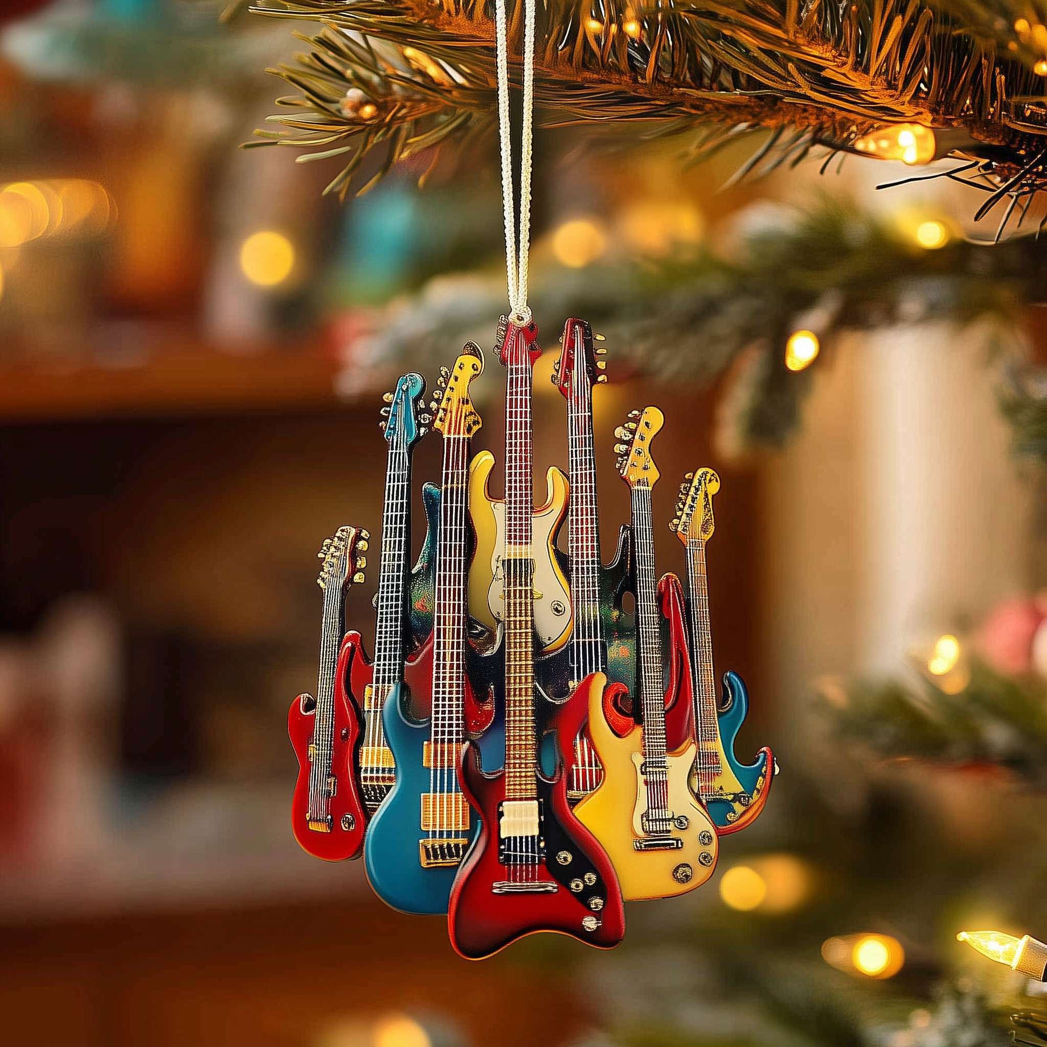 Electric Guitar Acrylic Ornament Holiday Tree Decoration