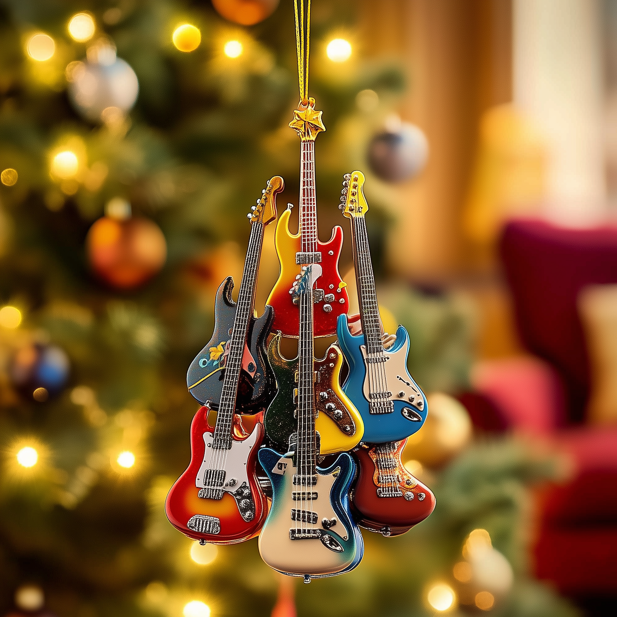 Electric Guitar Acrylic Ornament Unique Christmas Gift