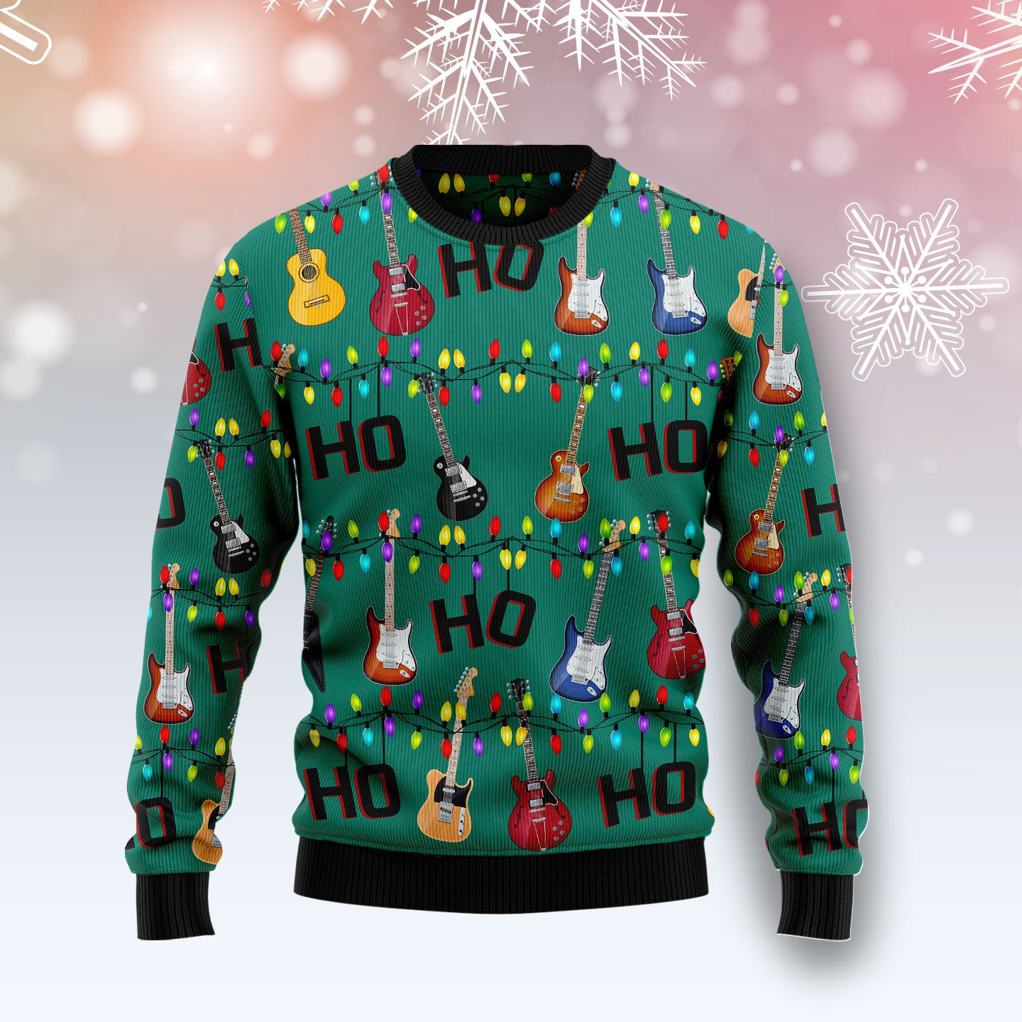 Electric Guitar Ho Ho Ho Funny Ugly Xmas Sweaters Cute Xmas Clothes Guitar Christmas Gift Ideas