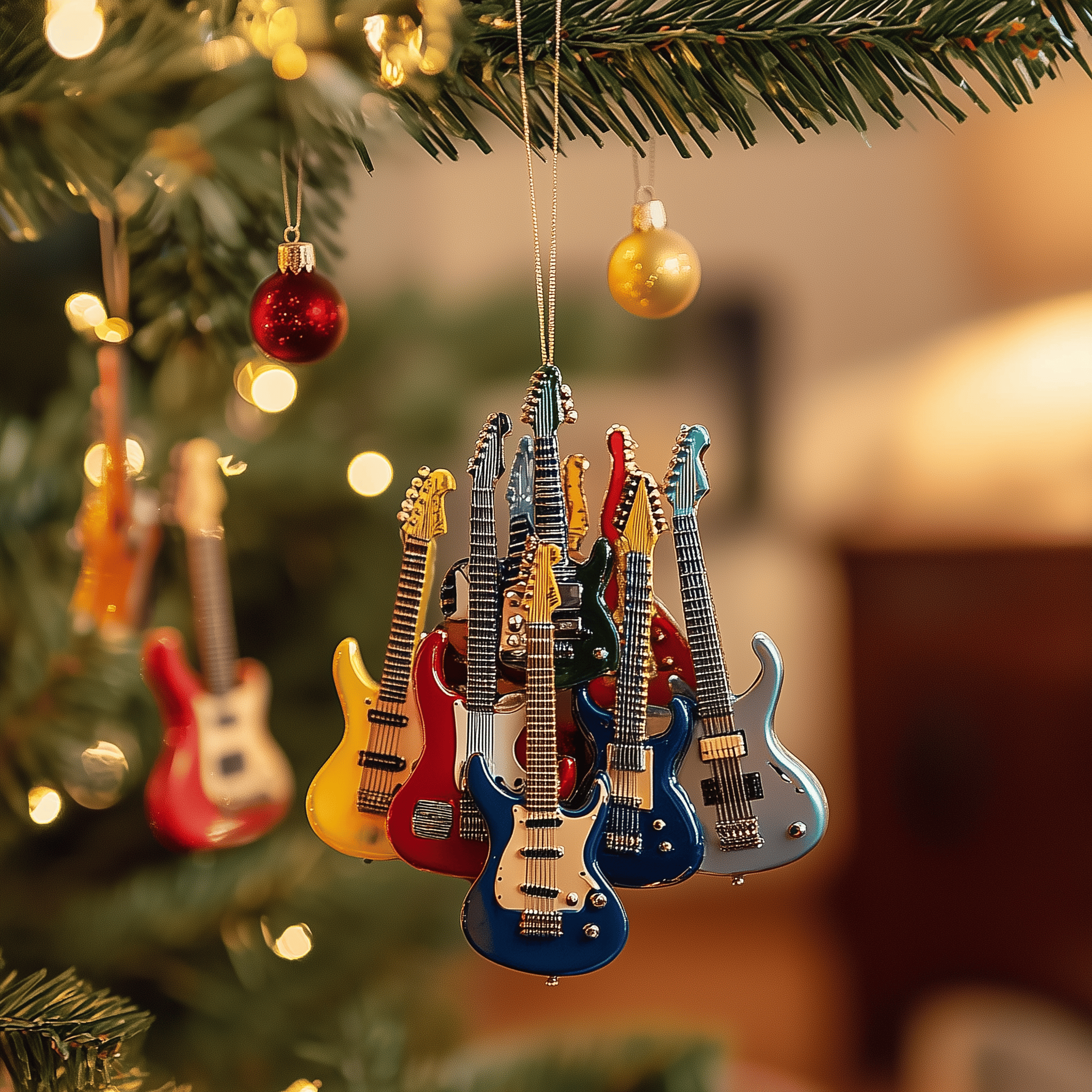 Electric Guitar Mica Ornament Add a Premium Touch to Your Tree with Handcrafted Ornaments