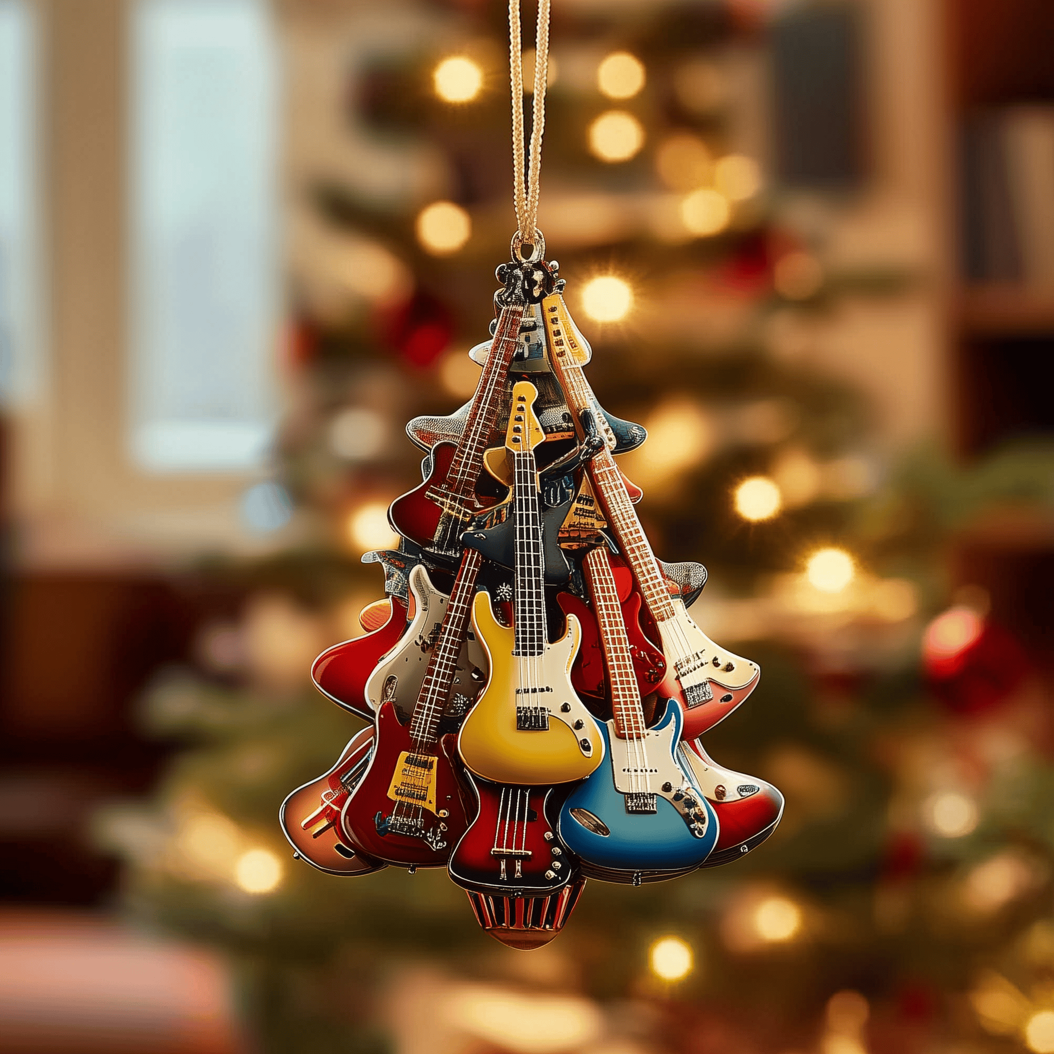 Electric Guitar Mica Ornament Celebrate Craftsmanship with High-Quality Christmas Ornaments