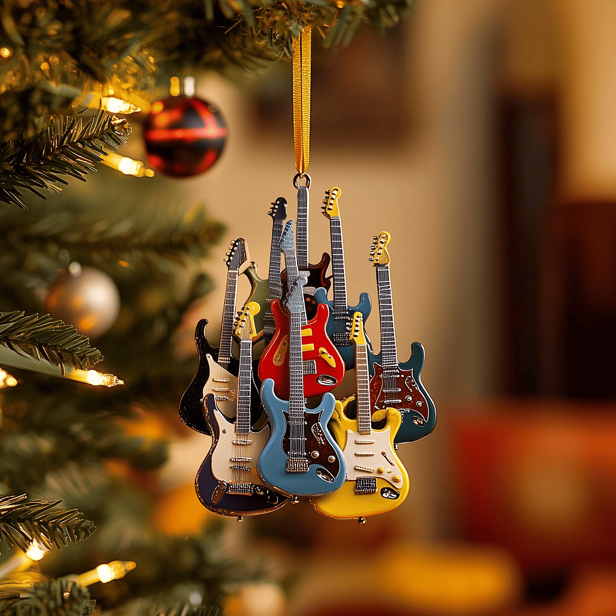 Electric Guitar Mica Ornament Discover the Beauty of Handcrafted Holiday Ornaments