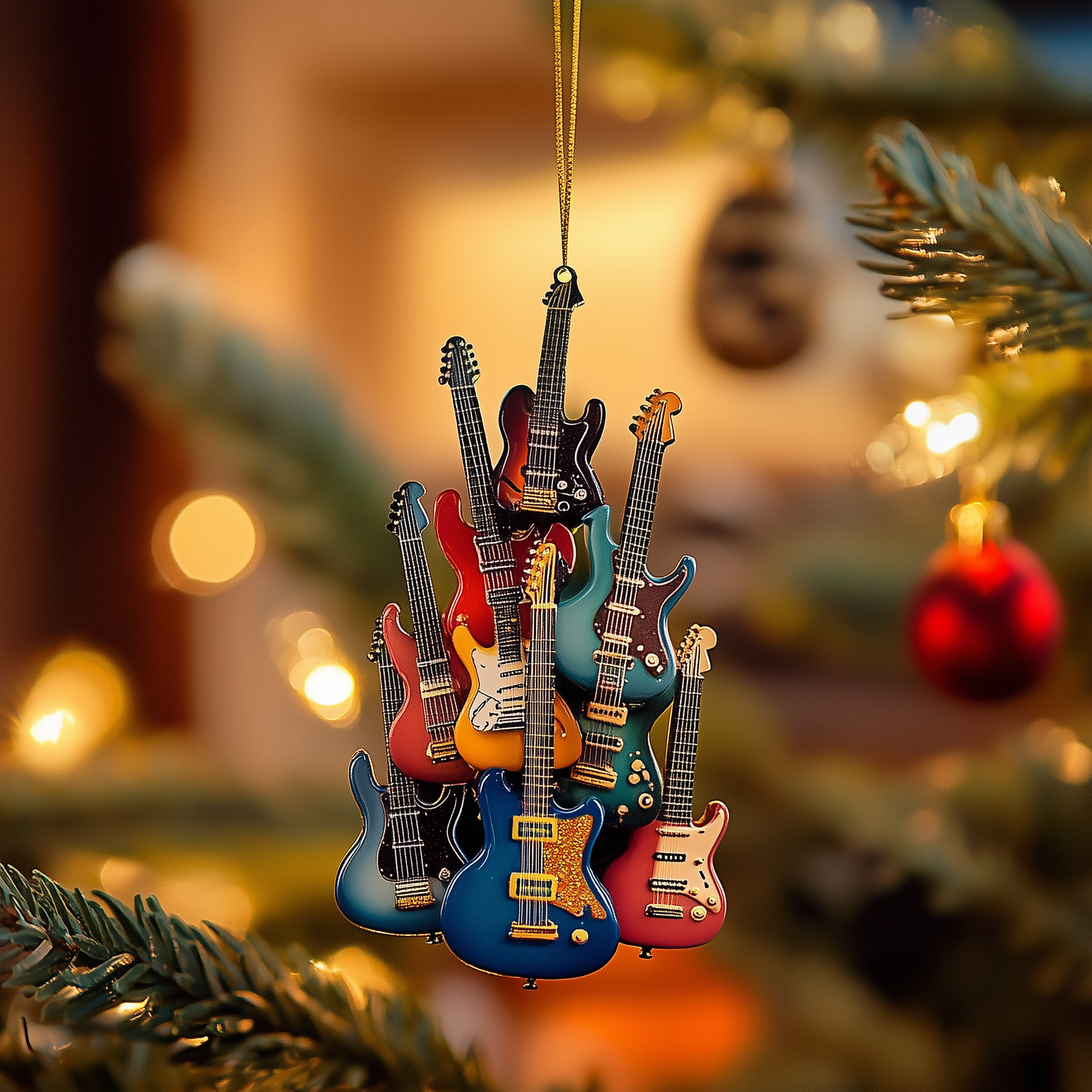 Electric Guitar Mica Ornament Feel the Care in Every Detail of Our Ornaments