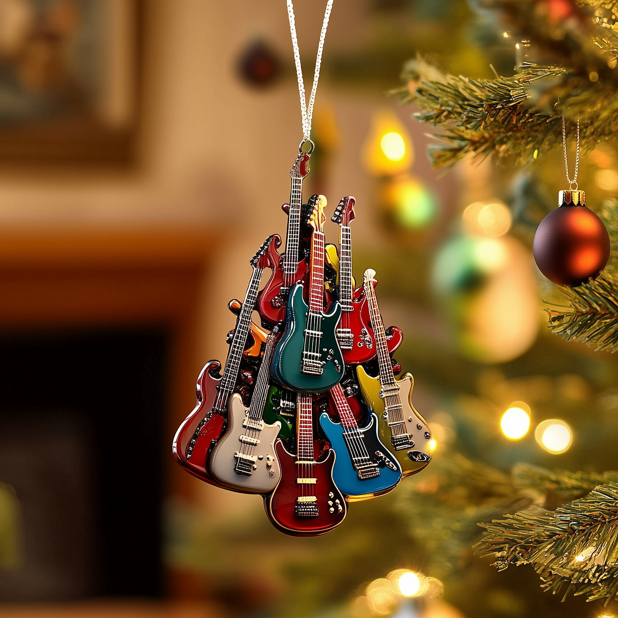 Electric Guitar Mica Ornament Feel the Luxury of Artisan-Designed Ornaments