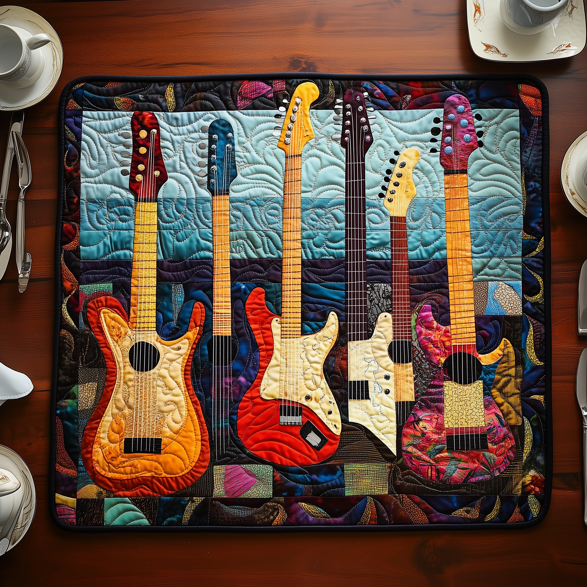 Electric Guitars Quilted Place Mat Guitar Christmas Gift Ideas For Him