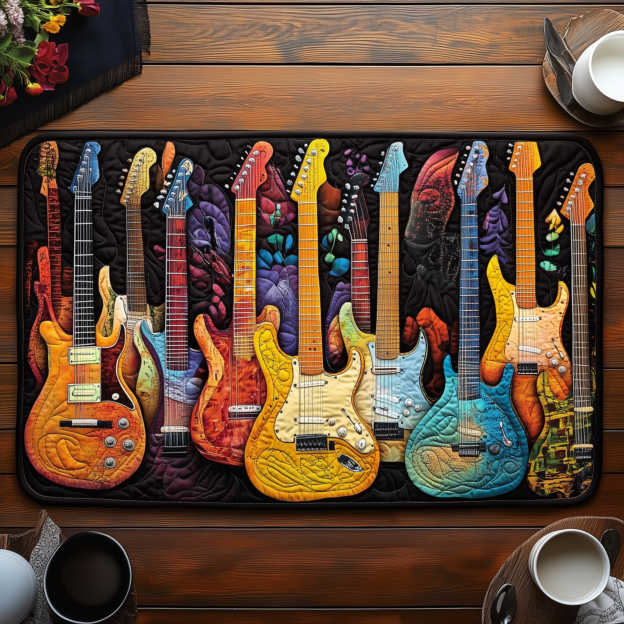 Electric Guitars Quilted Place Mat Merchandise Themed Guitar Christmas Gift Ideas