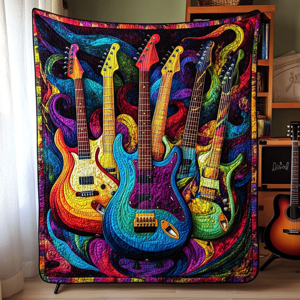 Electric Harmony Quilted Blanket Gifts For Guitar Players