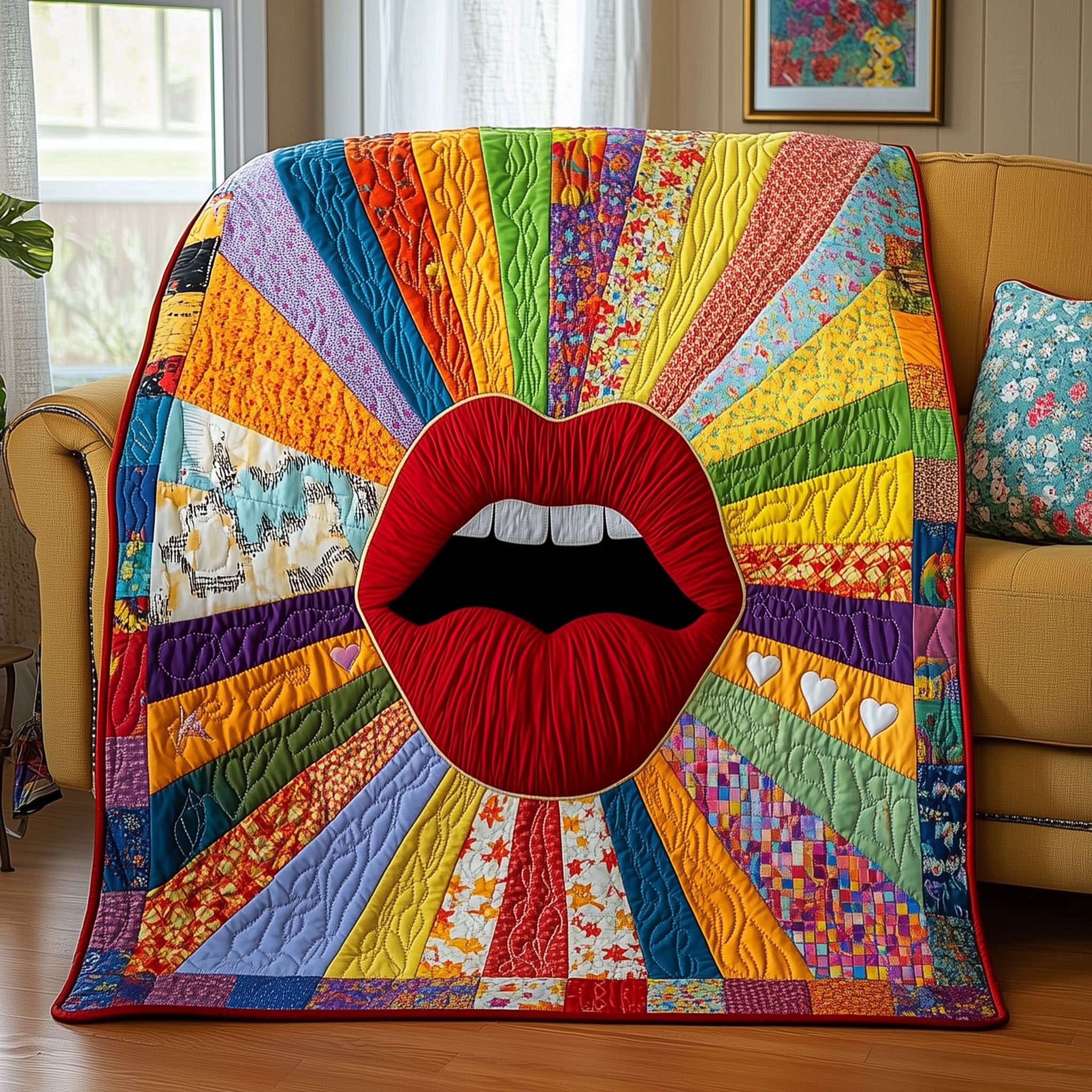 Electric Lips Quilted Blanket Couch Throw BlanketBest Family Christmas Gifts