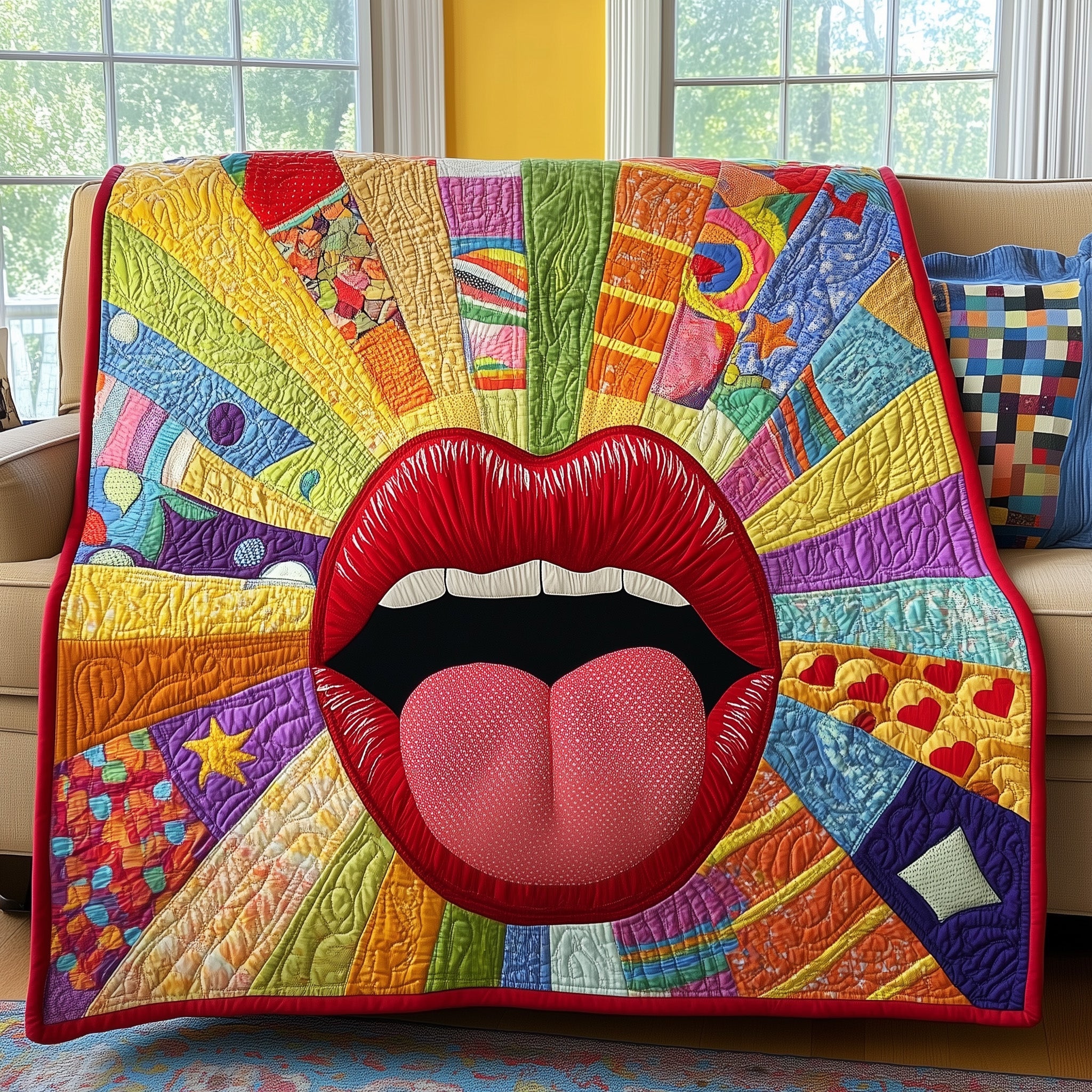 Electric Lips Quilted Blanket Couch Throw BlanketGreat Family Gifts For Christmas