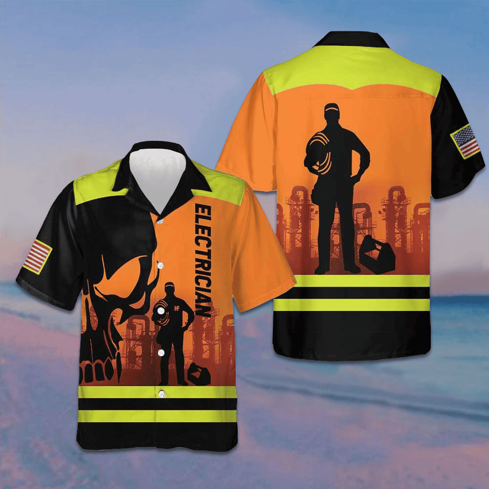 Electrician Skull Hawaiian Shirt Summer Short Sleeve Shirts Best Gifts For Electricians Electrician Skull Hawaiian Shirt Summer Short Sleeve Shirts Best Gifts For Electricians