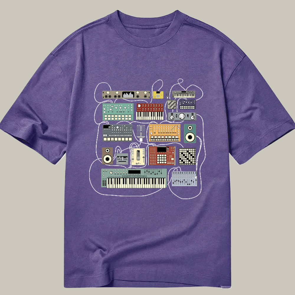 Electronic Musician Synthesizer And Drum Machine Dj T-Shirt Retro Music Tee Gift For Music Fan