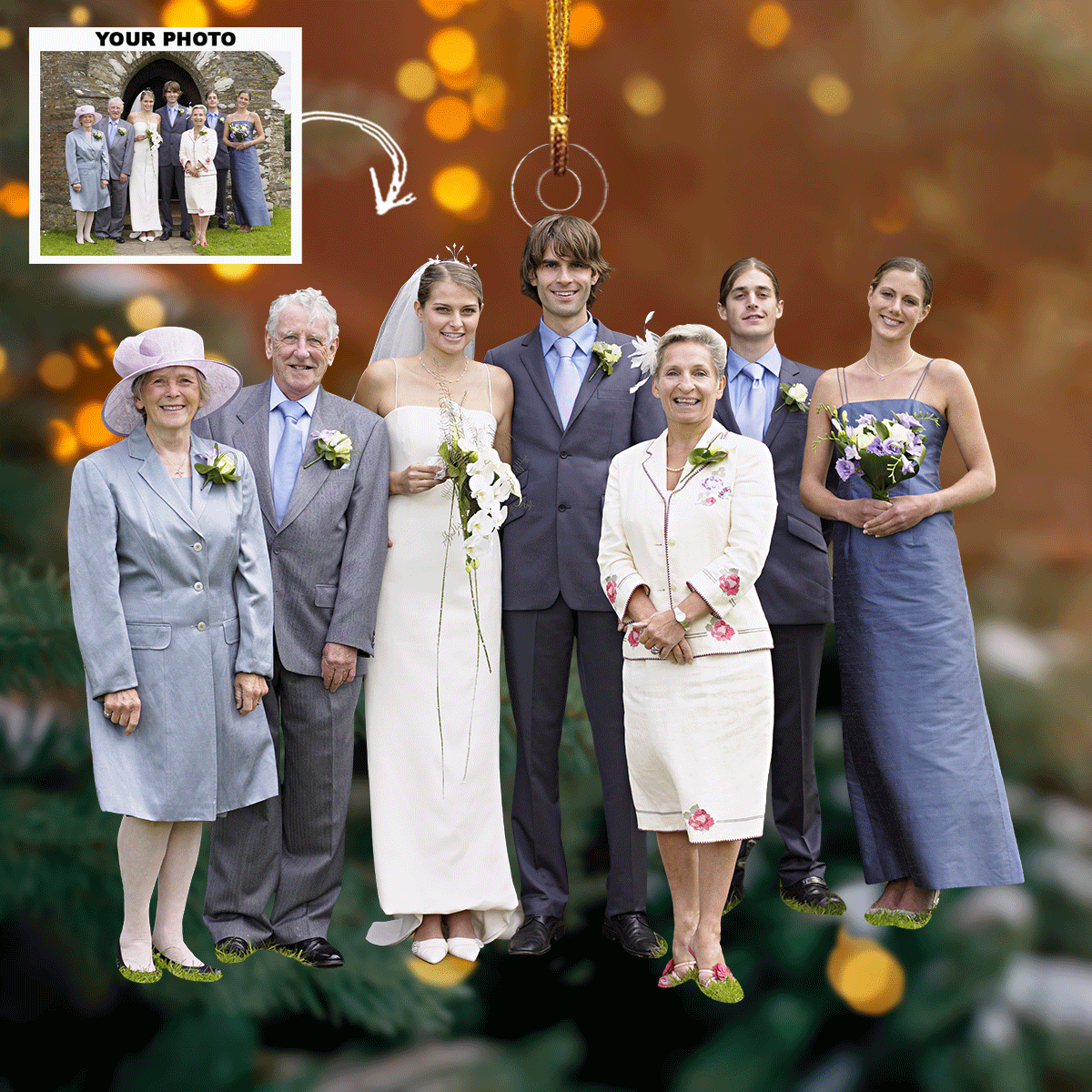 Elegance And Celebration Personalized Photo Mica Ornament Christmas Gift For Wedding