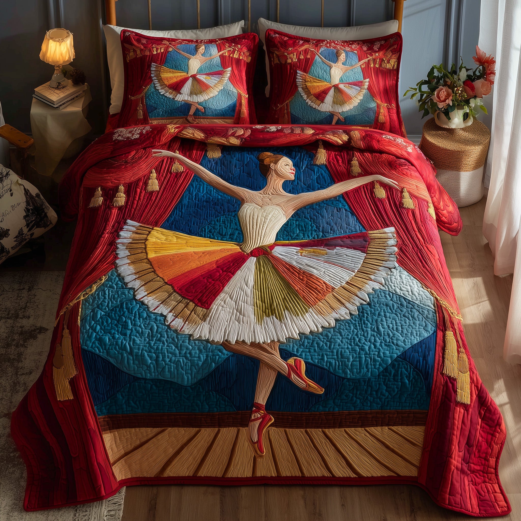 Elegant Ballerina Quilted Bedding Set Bohemian Vibe
