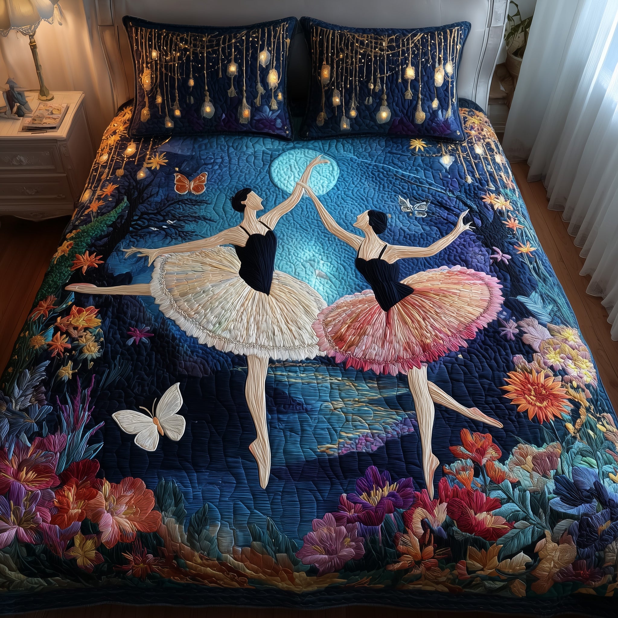Elegant Ballerina Quilted Bedding Set Duvet Cover Bedspread Ballerina Gifts Christmas