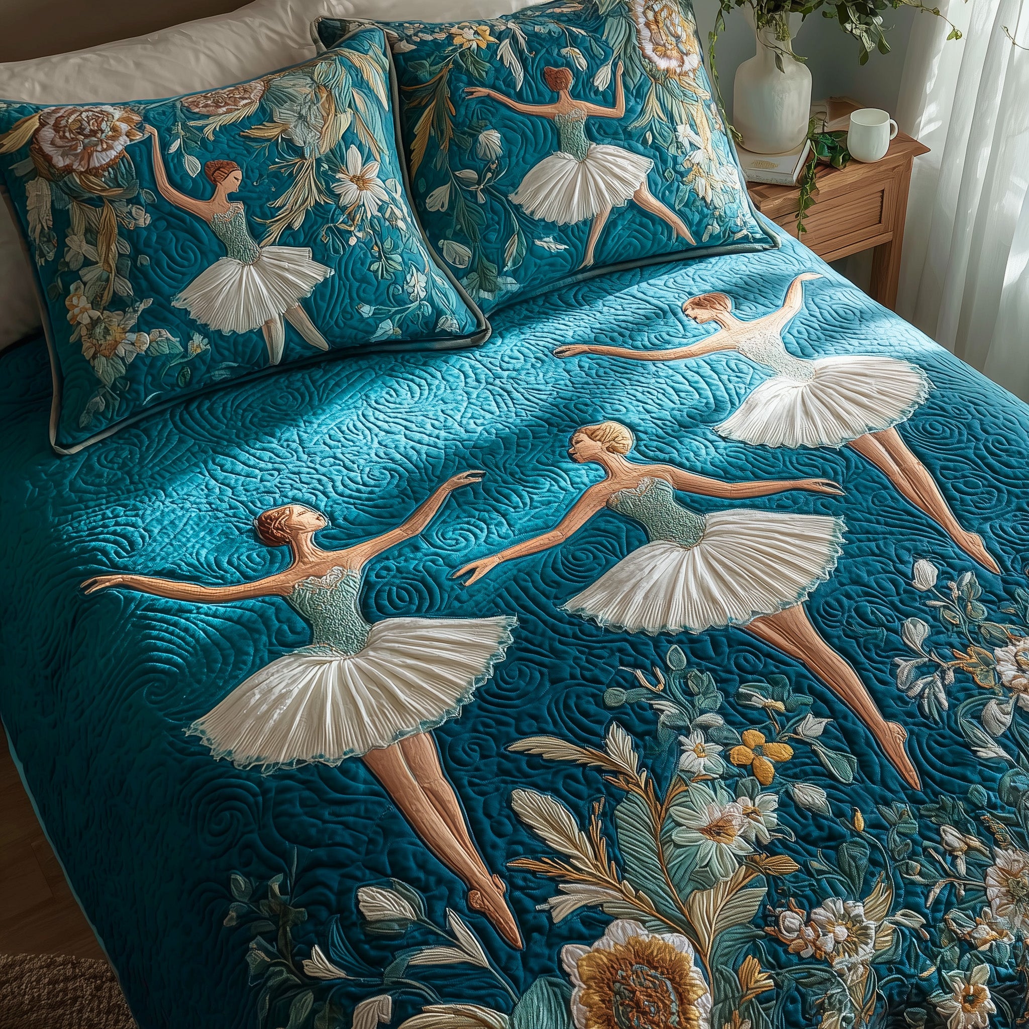 Elegant Ballerina Quilted Bedding Set Elegant Bedding