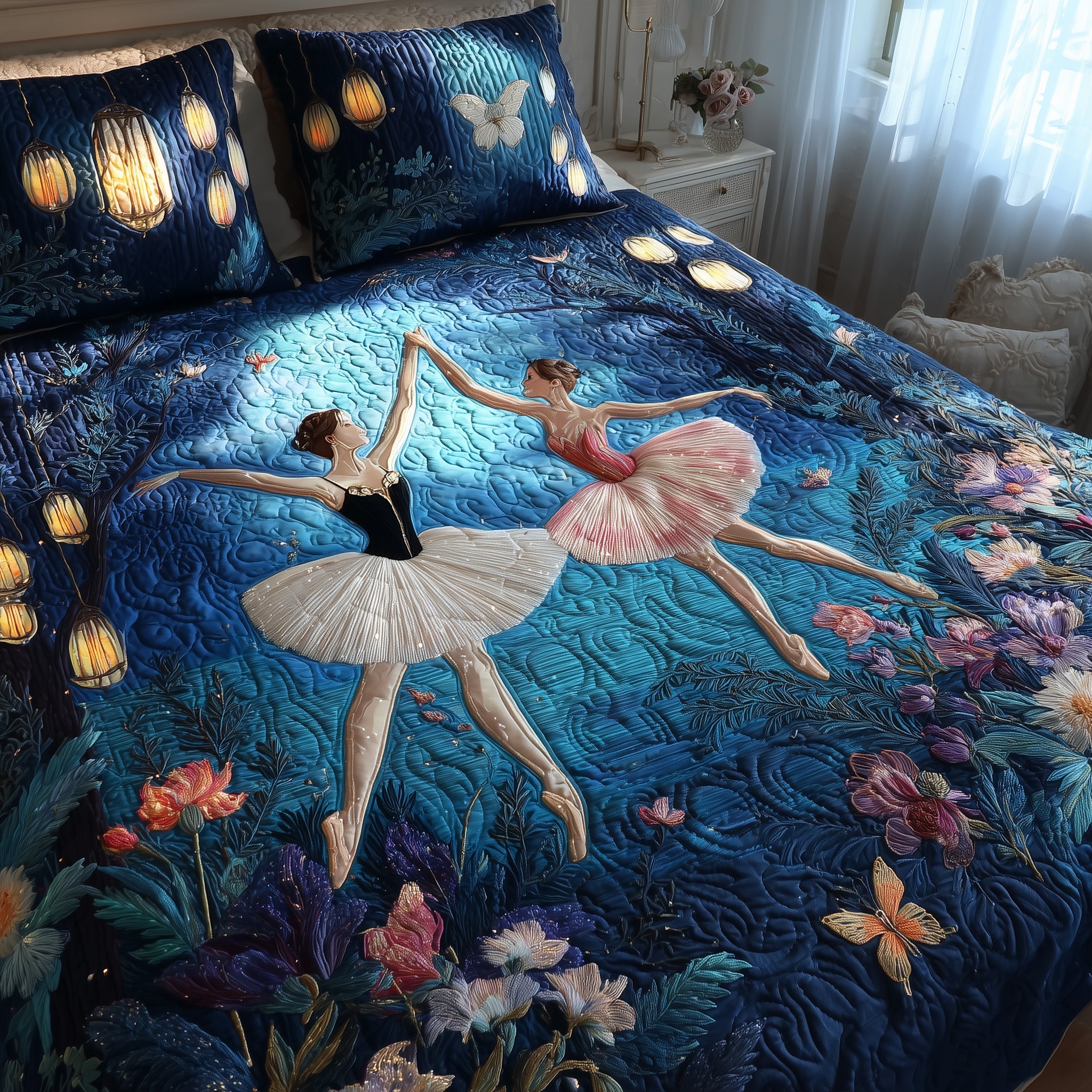 Elegant Ballerina Quilted Bedding Set Home Decor Collection