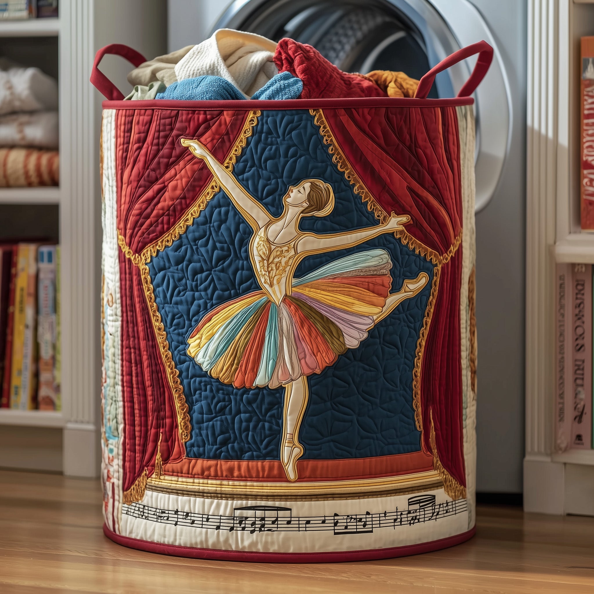 Elegant Ballerina Quilted Laundry Basket Stylish Fabric Laundry Hamper Gift For Her Mom