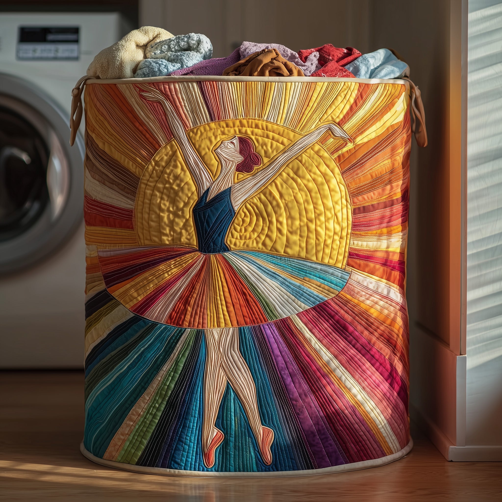 Elegant Ballerina Quilted Laundry Basket Stylish Fabric Laundry Hamper Gift For Mom