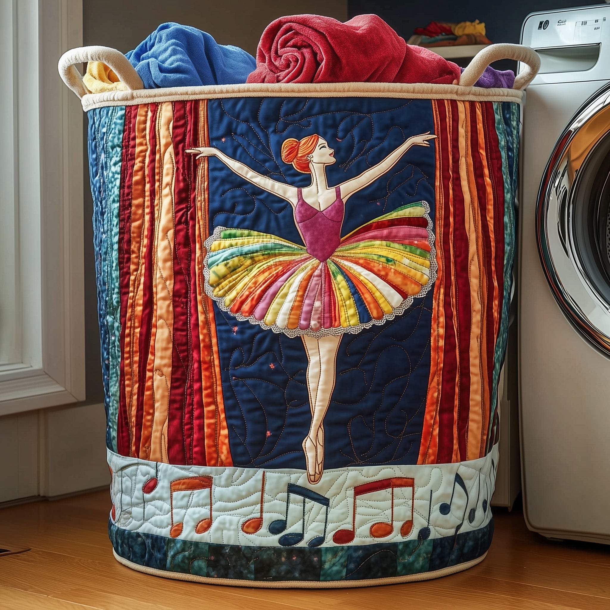 Elegant Ballerina Quilted Laundry Basket Stylish Fabric Laundry Hamper Present For Mom