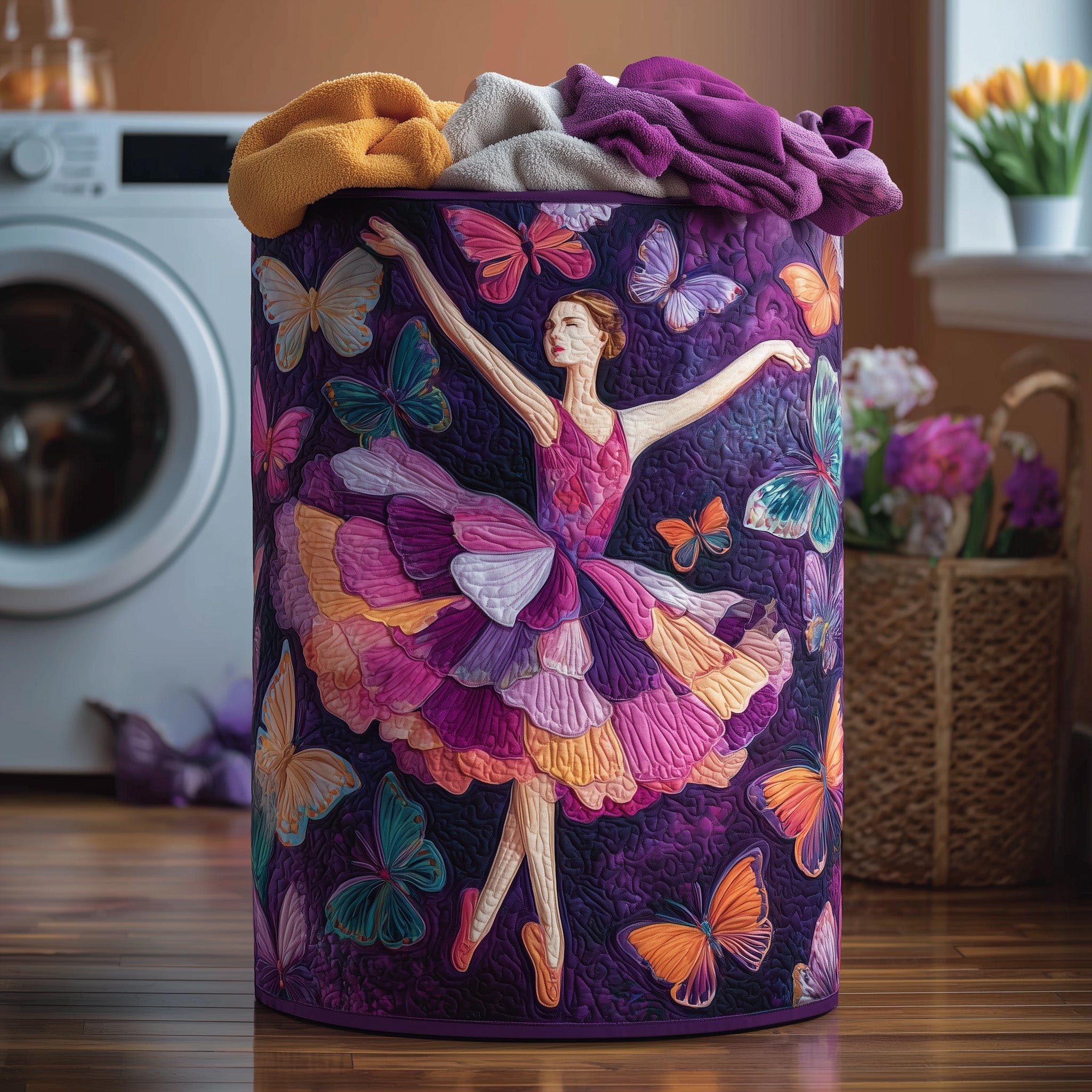 Elegant Ballerina Quilted Laundry Basket Wonderful Ballet Theme Present For Her