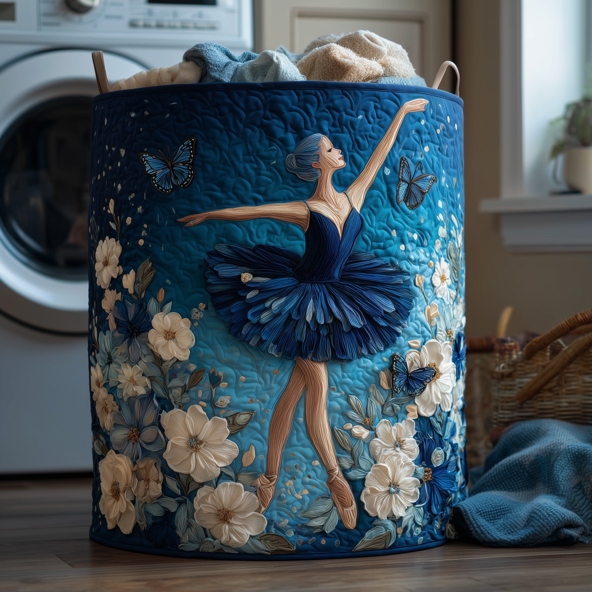Elegant Ballerina Quilted Laundry Basket Wonderful Present For Ballet Fans