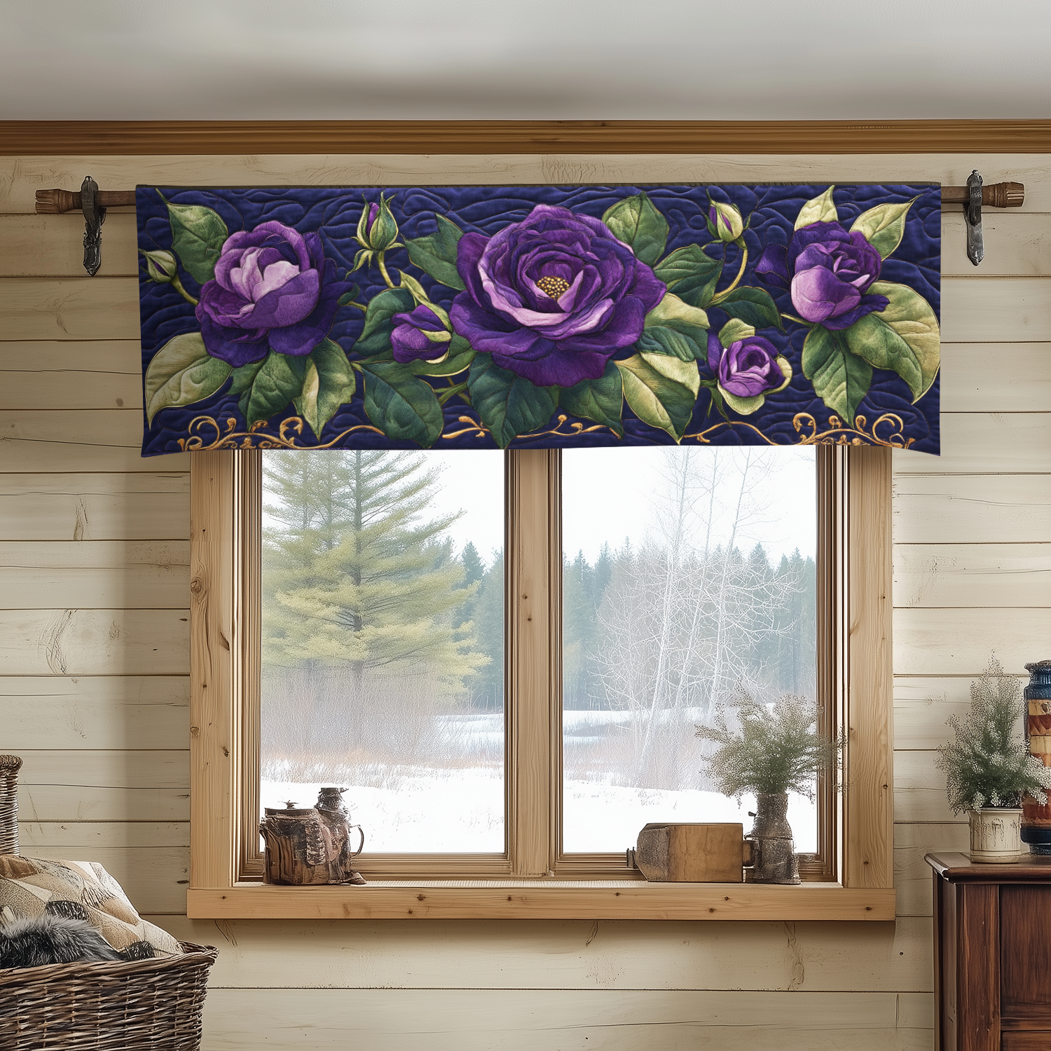 Elegant Bloom Quilted Valance Foyer Christmas Decor Flower Lavender Gift Ideas