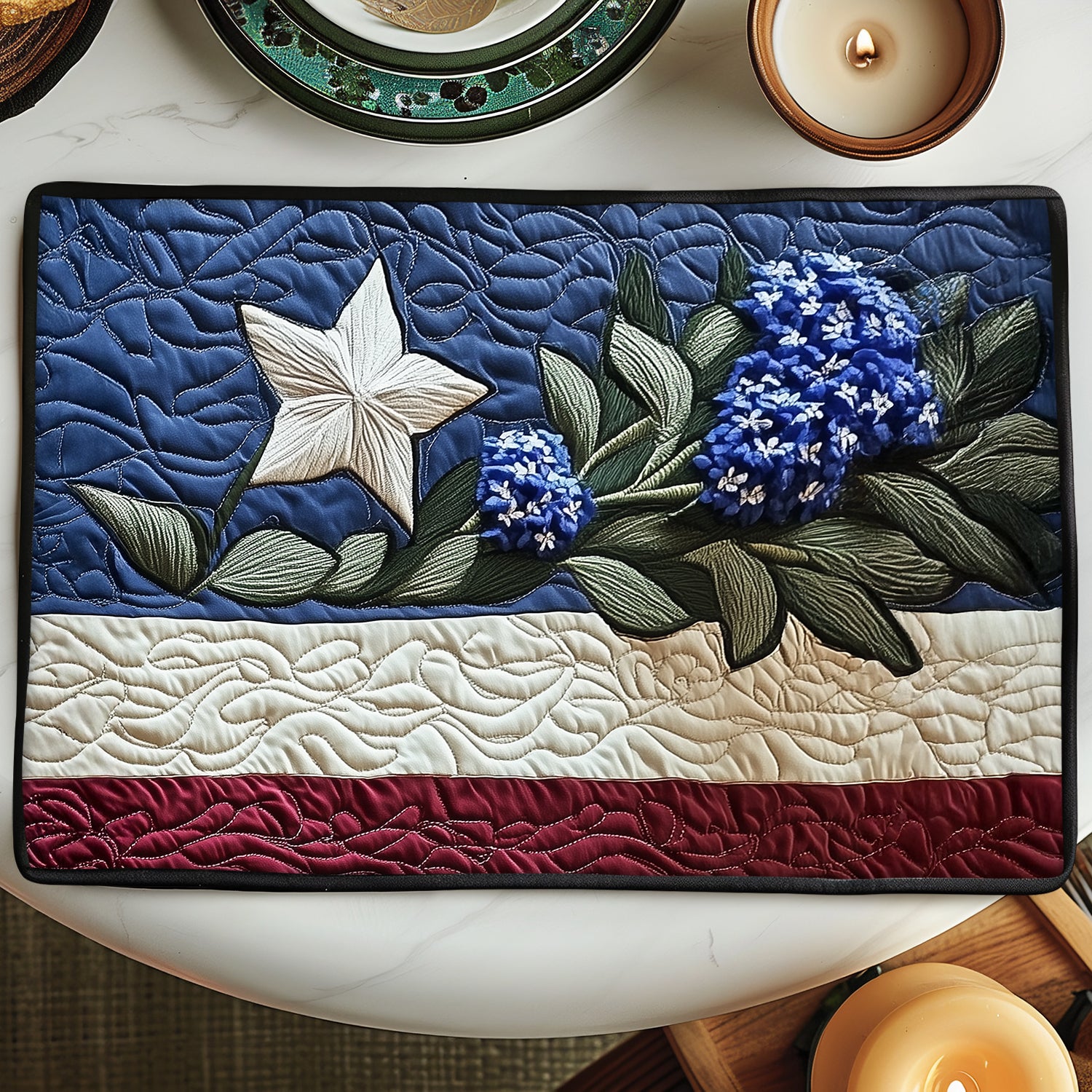 Elegant Blooms Quilted Place Mat Dining Table Decor Flower Lavender Presents